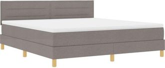 vidaXL Box Spring Bed with Mattress & LED Taupe 180x200 cm Fabric vidaXL