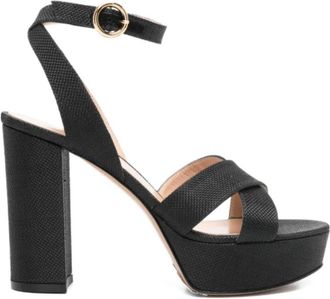 Gianvito Rossi Sandalen met gekruiste bandjes - Dames - Sandalen met hakken - Zwart - 38 1/2 EU - Leer - Schoenen