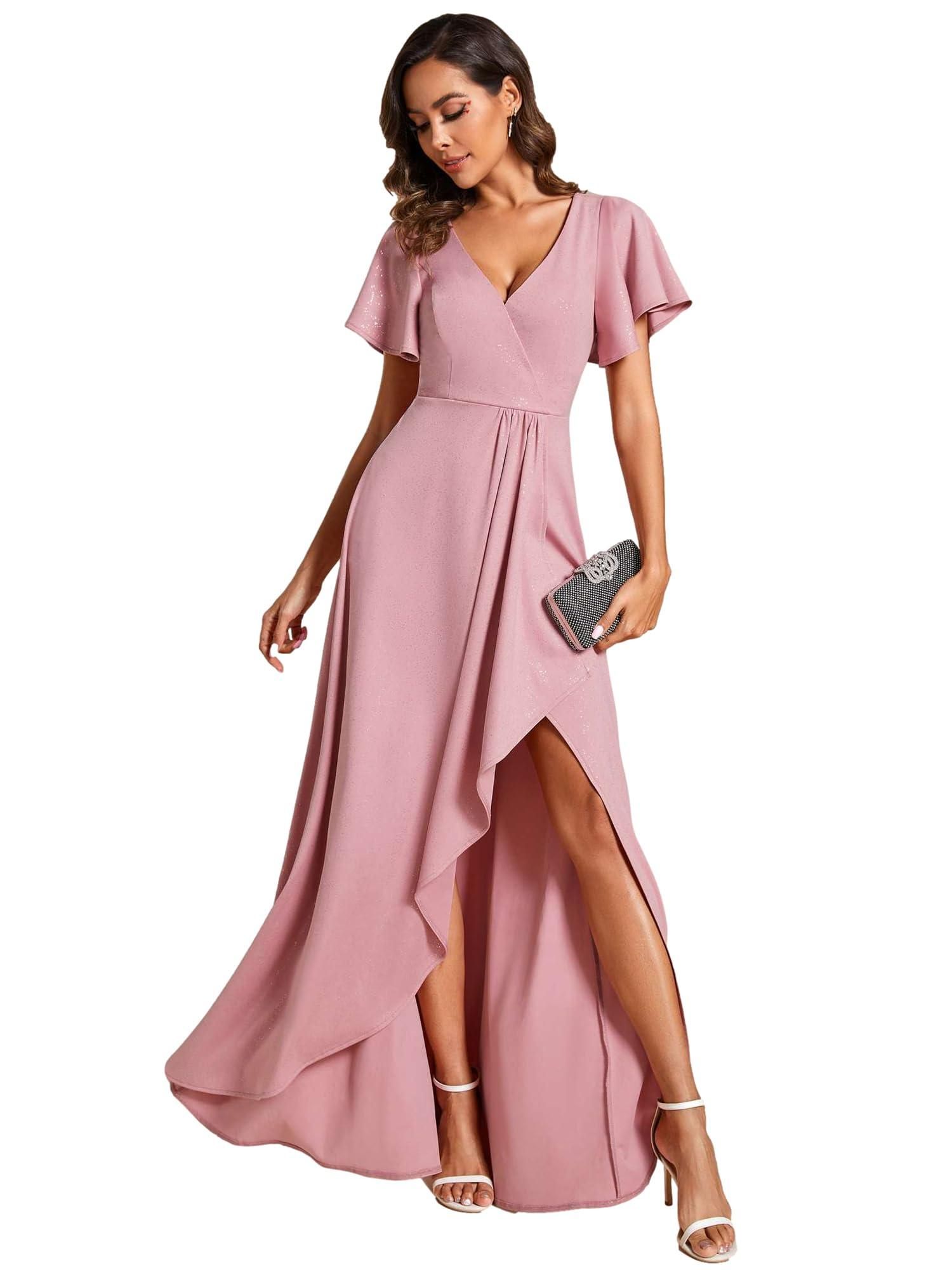 amazon dusty rose bridesmaid dress Long Sleeve Dusty Rose Bridesmaid Dresses Amazon Zapakasa Women Dusty Rose  Chiffon A-Line Long Bridesmaid Dress V