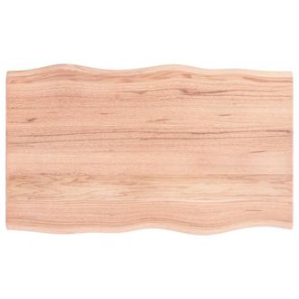 Berkfield Home Table Top Light Brown 100x60x2 cm Treated Solid Wood Oak Live Edge | Size: 100 x 60 x 2 cm