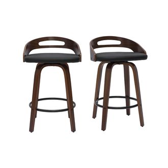 Miliboo Miliboo - Set De 2 Taburetes De Cocina De Dise&ntilde;o Madera Oscura Y Poliuretano Negro 65 Cm Mano