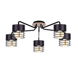 Netlighting Casa Multi Arm Semi Flush Ceiling Light Black Wood 70cm 5x E27