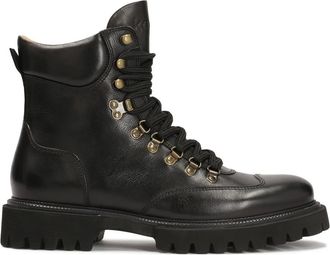 Kazar Zwarte herensneakers met trelags zool - Heren - Veterlaarzen - Zwart - 40 EU - Leer - Schoenen