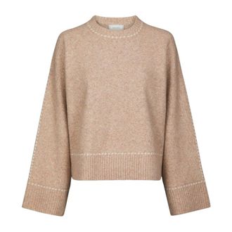 Neo Noir Ronde hals gebreid - Dames - Ronde hals truien - Beige - XL - Leer - Truien & Vesten