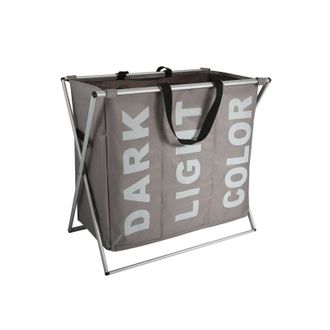 MSV Msv - Cesto Para La Ropa Sucia 3 Compartimentos Color Claro Oscuro (3x30l) Topo