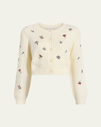 Cinq &agrave; Sept Rasa Embellished Cropped Cardigan