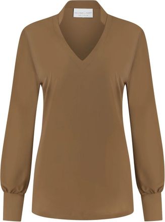 Hart by Helena Hart 7369 top goldie transfer mocca - Dames - Blouses - Bruin - XS - Overhemden