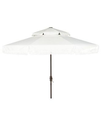 Safavieh Milan Fringe 9Ft Double Top Crank Umbrella