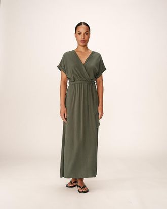 Grace & Mila Soepele maxi-jurk met riem, POLLEN