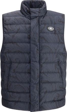 Etro Blue Polyester Sleveless Mens Jacket