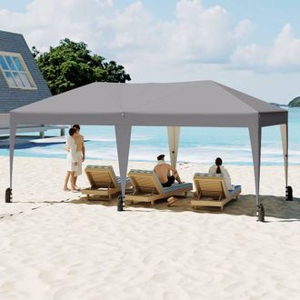 Costway Costway 590x300 CM Pop up Canopy Tent Foldable Patio Shelter w/ Wheeled Bag in Grey