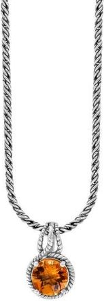 Effy Sterling Silver Round Citrine Pendant Necklace in Yellow at Nordstrom Rack, Size 18