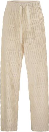 Herno Wrinkled Effect Trousers - female - Herno - Wide Trousers - Beige - XS - Trousers