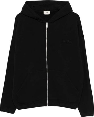 Autry Tonal Logo Full Zip Hoodie - Dames - Vesten met rits - Zwart - M - Katoen - Hoodies & sweatvesten