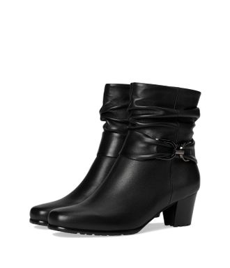 David Tate Corona Boots WomensBlack Leather Square Toe Ankle Bootie ZOGG2862