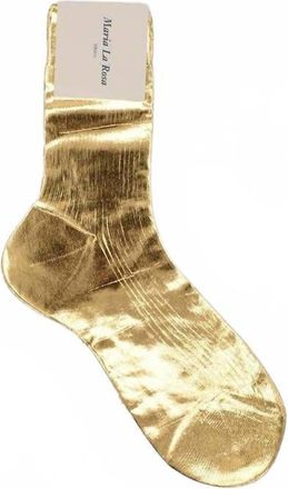 Maria La Rosa Womens Laminated One Socks In Gold