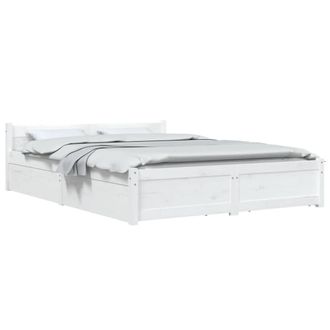 Berkfield Home Beautiful Bed Frame with Drawers White 120x200 cm | Size: Small Double
