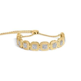 House of Brilliance 14k Yellow Gold Plated Silver 5/8 Cttw Diamond Composite Frame Bolo Bracelet at Nordstrom