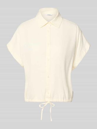 Mustang Jeans Mustang Regular Fit Bluse aus Viskose-Leinen-Mix mit Tunnelzug in Offwhite, Gr&ouml;&szlig;e 34