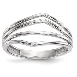 Diamond2Deal 14k White Gold Polished 4-Bar Ring