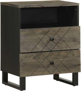 vidaXL Bedside Cabinet Black 50x33x62 cm Solid Wood Mango Vidaxl