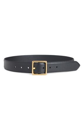 Favorite Daughter Leather Belt in Black/Antique Brass at Nordstrom, Size X-Small