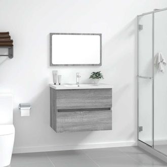 vidaXL Set De Muebles De Ba&ntilde;o 2 Pzas Madera Contrachapada Gris Sonoma Vidaxl