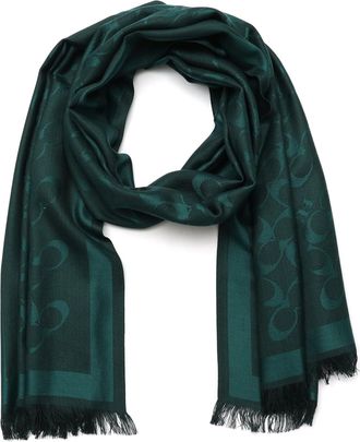 Coach Coach Womens Bias Signature C Oblong Scarf, Dark Teal, One Size