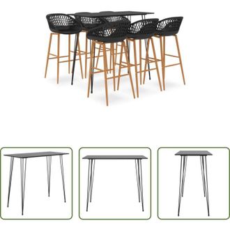 vidaXL vidaXL Sgabelli da bar - Set da Bar 7 pz Nero