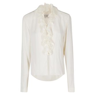 Alberta Ferretti Overhemden, Dames, Wit, S, Polyester, Camicia Georgette Fluida