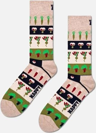 Happy Socks Mens Veggie Stripes Socks, Beige/green - Black - Size: 10/9.5/9/10.5/11/11.5/12/12.5