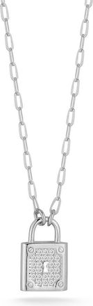 Glaze Jewelry Pav&eacute; Cubic Zirconia Padlock Pendant Necklace in Silver at Nordstrom Rack
