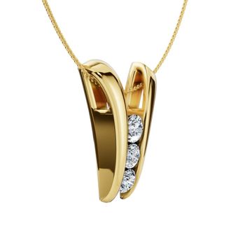 Pompeii3 1/2Ct Three Stone Diamond Pendant Gold Womens 18 Necklace Lab Grown