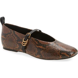 Rag & Bone Spire Mary Jane Flat in Brown Snake Embossed at Nordstrom Rack, Size 9.5Us / 39.5Eu