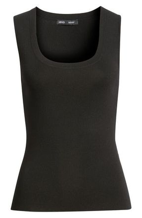 Mango Sleeveless Rib Top in Black at Nordstrom, Size X-Small