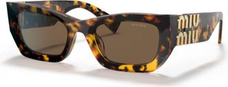 Miu Miu 0mu 09ws Rectangular Tortoiseshell Sunglasses