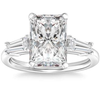 Pompeii3 Certified 4.75Ct Radiant Cut Baguette Diamond Engagement Ring 14k Gold Lab Grown