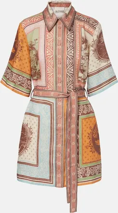 Alemais Al&eacute;mais Alberta printed linen shirt dress