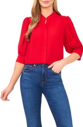 CeCe by Cynthia Steffe Puff Sleeve Button-Up Shirt in Luminous Red at Nordstrom, Size X-Small