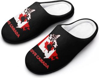 Generic I Love Canada Womens Cotton Slipper Comfortable Cozy Plush Slippers Anti-Skid Indoor House Closed Toe Shoes
