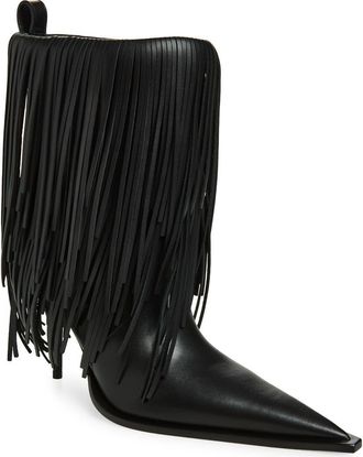 Balenciaga Avenue Fringe Pointed Toe Boot in Black at Nordstrom, Size 10Us