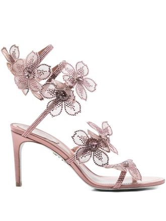 Rene Caovilla 80mm Peach Flower sandals - Pink