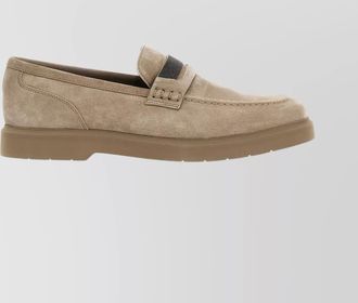 Brunello Cucinelli suede crystal embellished penny loafers