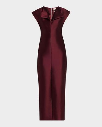 Christopher John Rogers Peel Cap-Sleeve Sheath Midi Dress