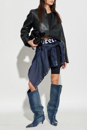 Diesel Leather Jacket L-AMAR-FEM-S2, Womens, Black