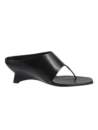Khaite Black Marlow Leather Kitten Sandals