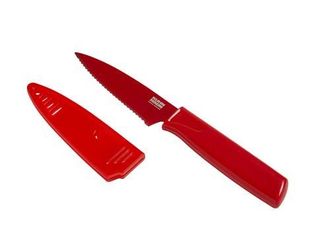 Kuhn Rikon Colori Non-Stick Serrated Paring Knife with Safety Sheath, 4 inch in Red at Nordstrom