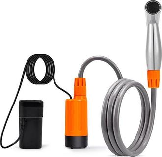 No Brand Conjunto Completo De Ducha El&eacute;ctrica Port&aacute;til Con Bater&iacute;a Extra&iacute;ble Y Recargable, Ideal Para Acampar, Viajar Y Para Mascotas, Color Naranja