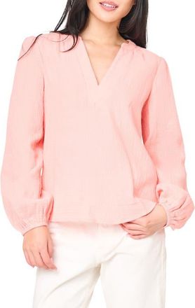 Gibsonlook Cotton Gauze Blouse in Peach at Nordstrom, Size X-Large
