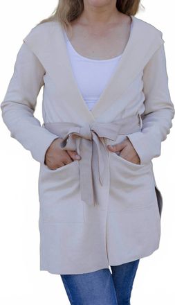Hem & Thread Leah Hooded Coat In Beige
